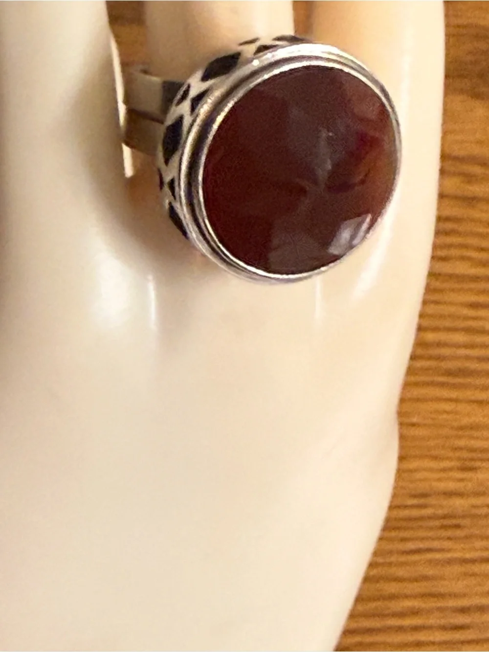 Sterling Silver 925 Chunky Ring Size 7 Brown Faceted Stone